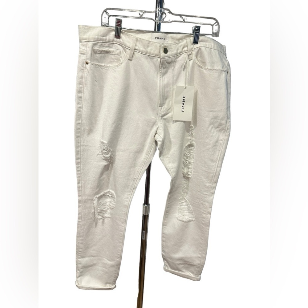 Frame mid ris straight fit rigged white denim size 31